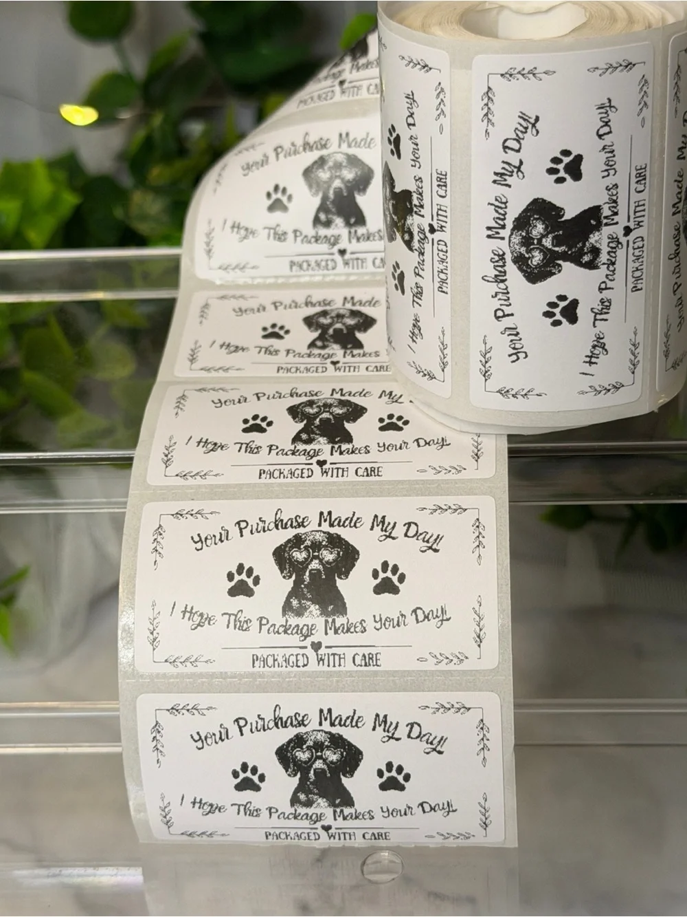200 Dog Thank You Stickers 2x1 Packaged with Care Small Business Shipping Label